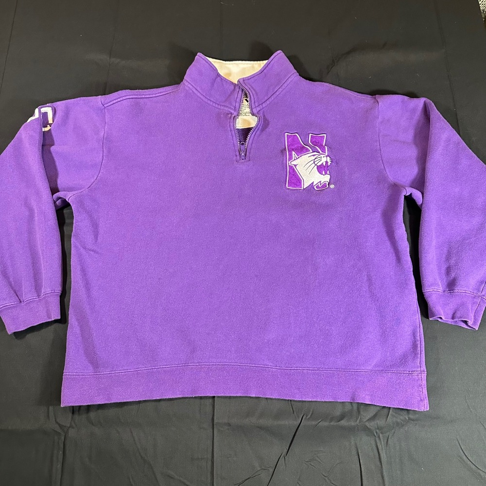 Vintage NCAA Collegiate Northwestern Wildcats Quarter Zip Sweatshirt Women's XL